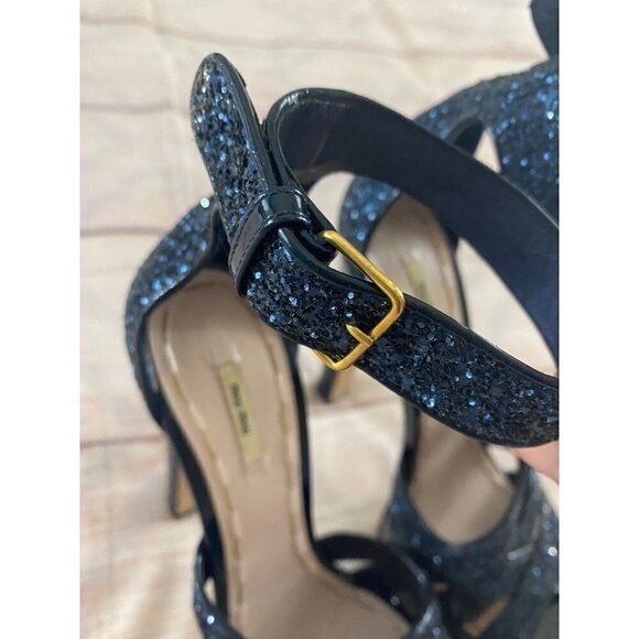 Y2K Miu Miu's Women' Glitter Patent Leather Platform Heels - 39 (9) - Picture 6 of 12